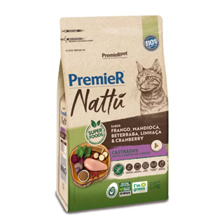 Ração Premier Nattu Gatos Castrados Frango e Mandioca e Beterraba e Linhaça e Cranberry  7,5kg em Oferta na Shopee