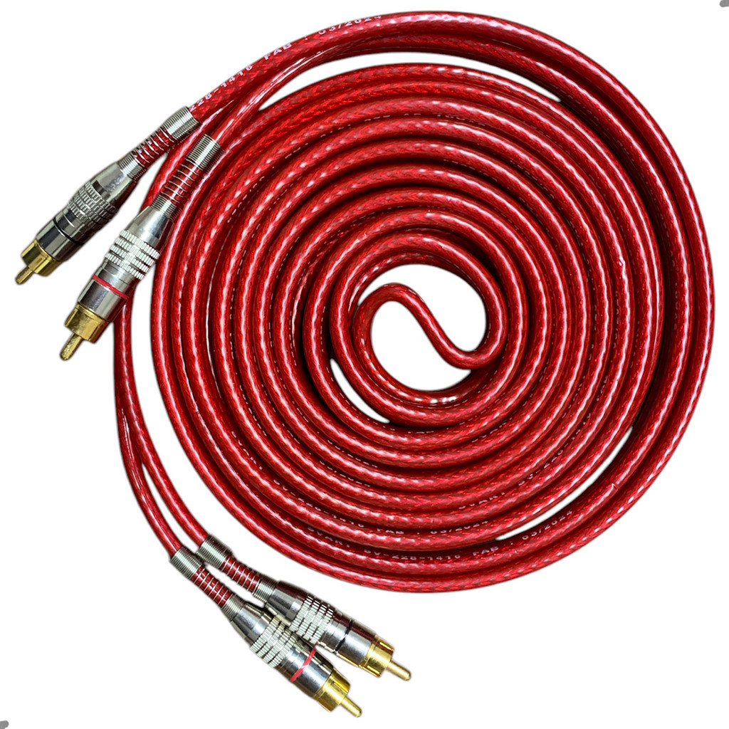 Cabo Blindado RCA de 5 Metros Vermelho Blindagem Dupla Cobre Techone Svart p/ Som Automotivo em Oferta na Shopee