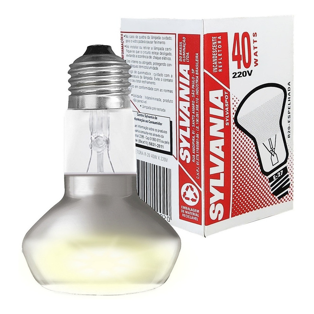 Lâmpada Incandescente Refletora R20 R63 40W 220V E27 Quente