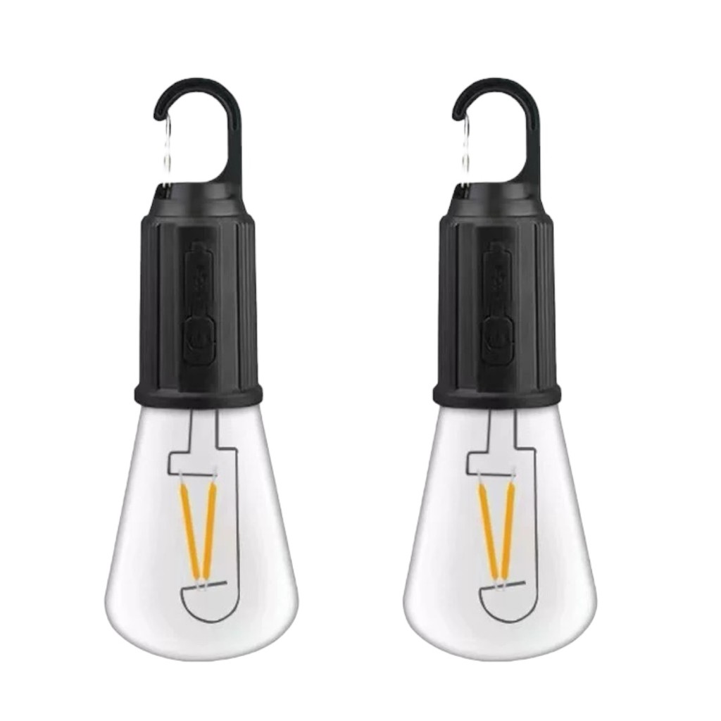 Kit 2 Lâmpadas Led Recarregavel Camping Barraca Pesca USB-C