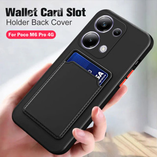 Para Xiaomi PocoM6 Poco M6 Pro 2024 4G Caixa Do Telefone À Prova De Choque Carteira De Cartão Com Ranhura Traseira Macia hp Mi Poko X6 X6Pro 6M M 6 Pocom6pro 4G Cor Sólida Simples Pára-E Durável