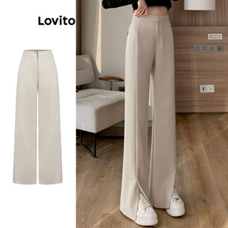 Lovito Calças Plissadas para Mulheres L77ED097