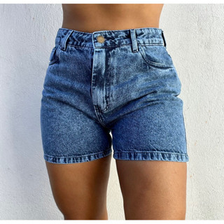 Short Jeans Feminino Mom Short Jeans Feminino Cintura Alta Destroyed Sem Laycra shorts feminina lisa sem Lycra Bermuda
