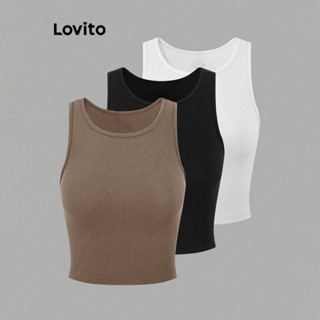 Lovito Regata Casual Lisa Básica De Alta Elasticidade Para Mulheres L77ED387