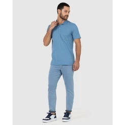 Camisa Polo Básica Masculina Gola Esporte E Bolso Piquet Stretch