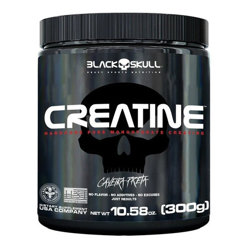Creatina 300g Monohidratada 100% Pura - Black Skull