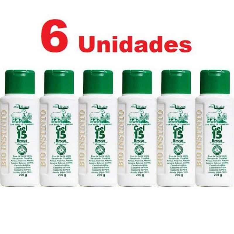 Kit 6 Gel de Massagem 15 Ervas com Sebo de Carneiro 200g Bio Instinto em Oferta na Shopee
