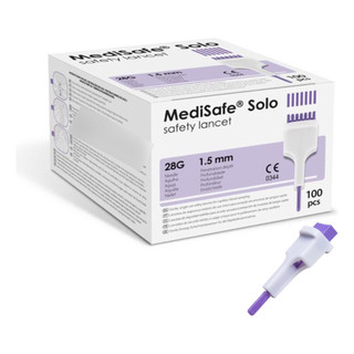 Lanceta De Segurança Medisafe 28g Roxa - Caixa Com 100 Uni