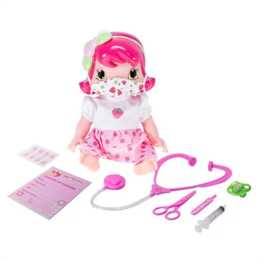 Boneca Baby Moranguinho Dodói Faz Xixi Articulada 30CM 9 Acessórios +De 3 Anos Mimo Toys - 4002 em Oferta na Shopee