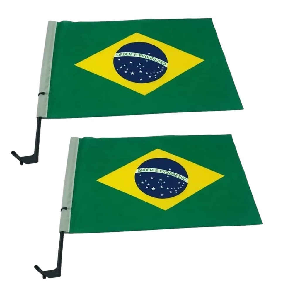Bandeira Do Brasil Haste Para Janela Vidro Vidro Lateral De Carro 30x45cm - Modelo Universal Super Resistente