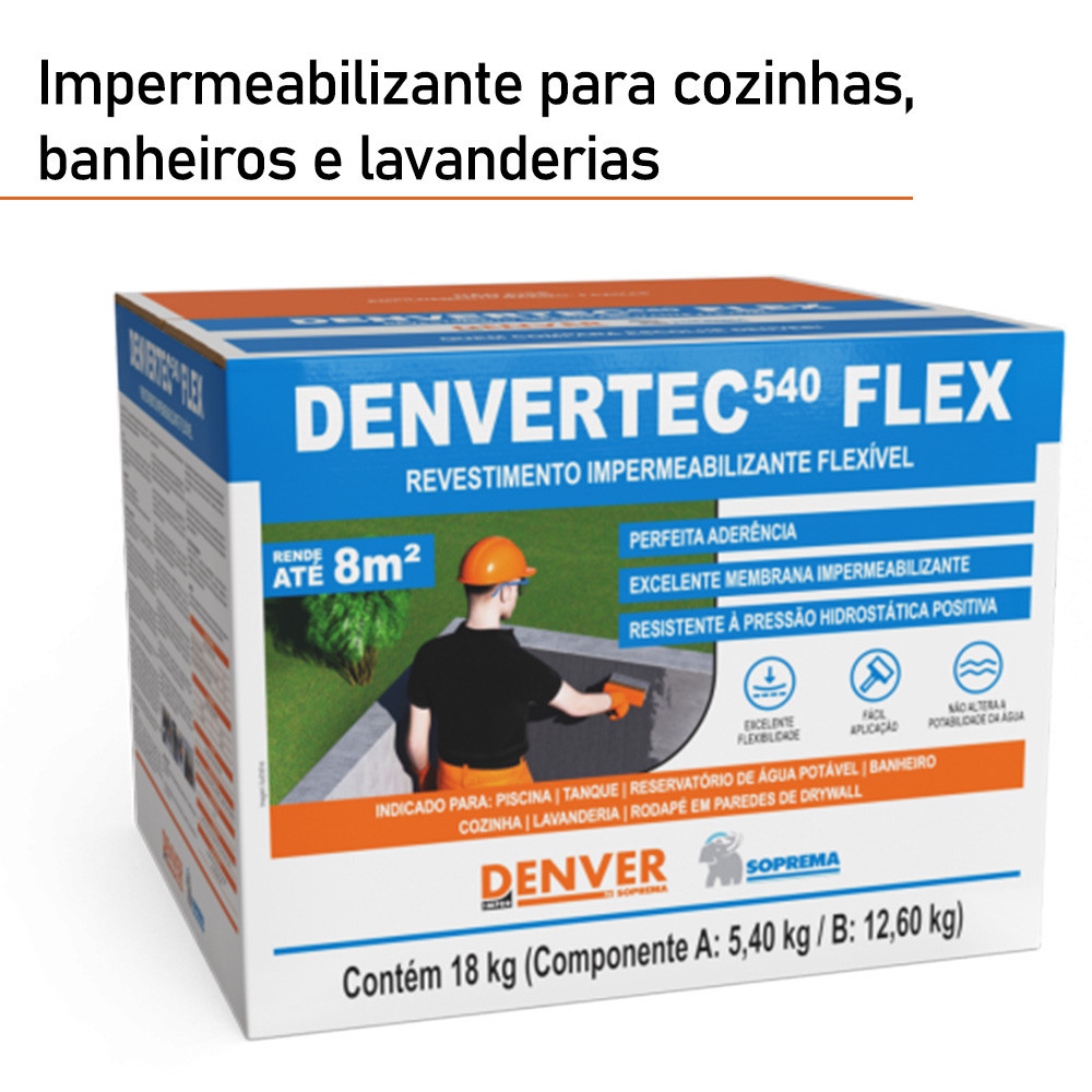 Argamassa Polimérica Impermeabilizante Denvertec 540 Flex 18 kg Denver