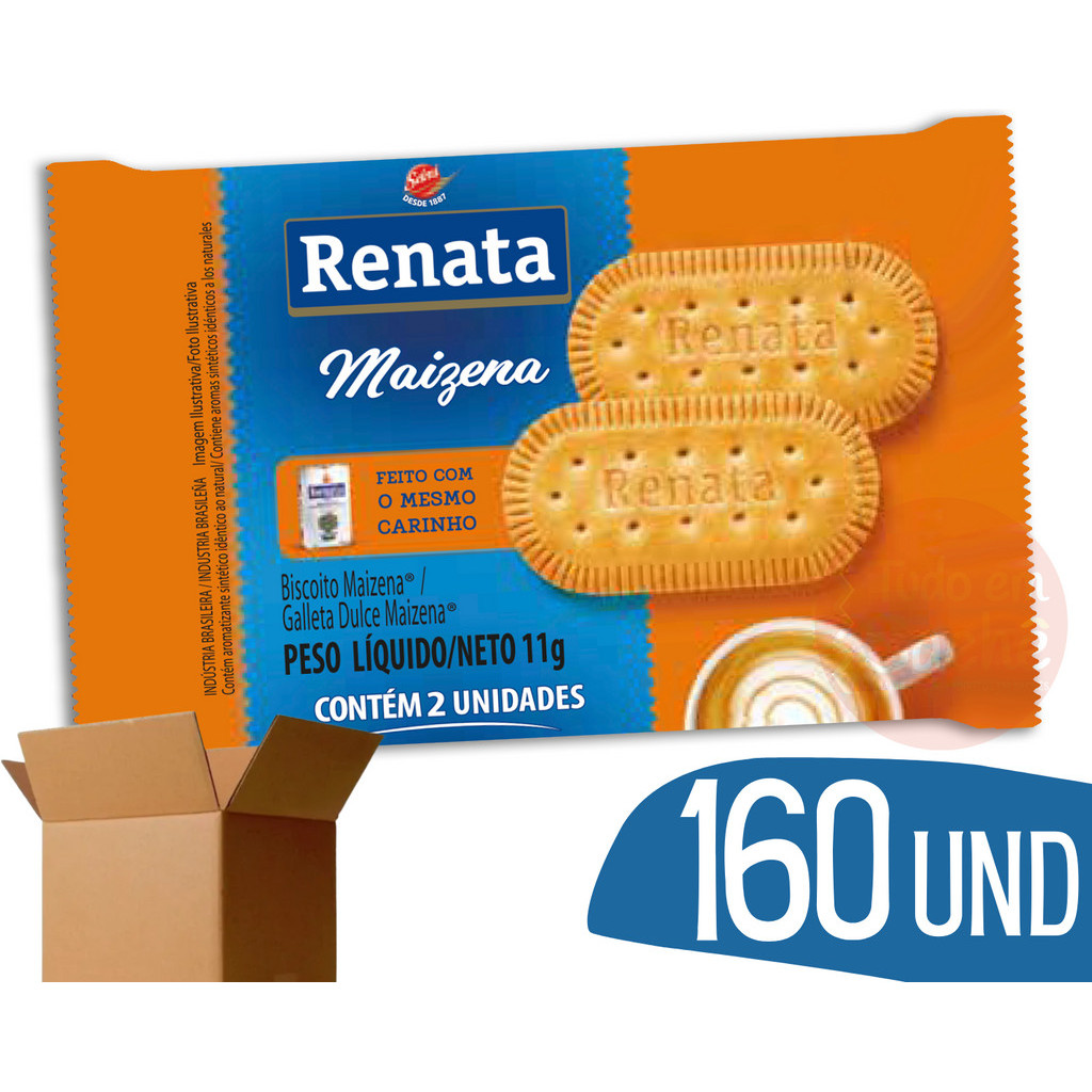 Bolacha Biscoito Maizena Maisena em Sache Individual Renata - 160 und