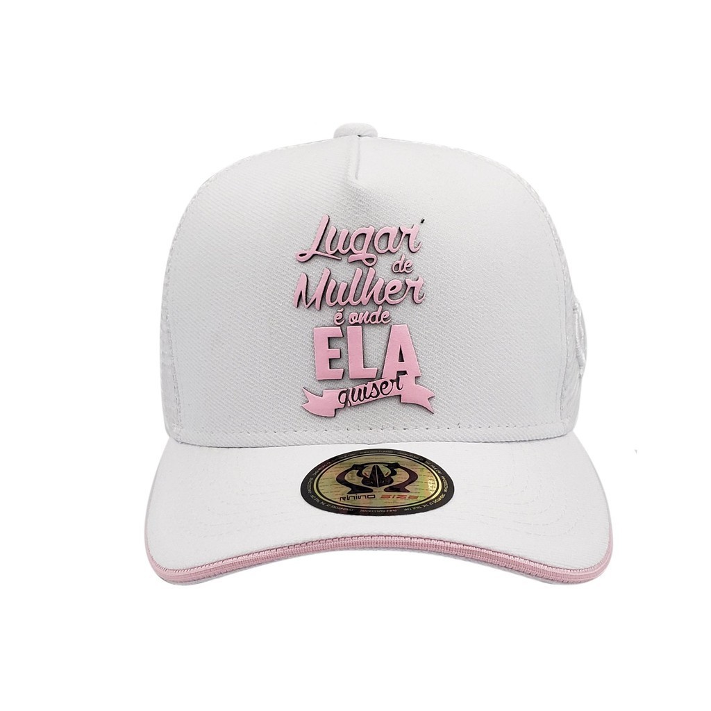 Boné Trucker Rhino Size Empoderada aba curva branco