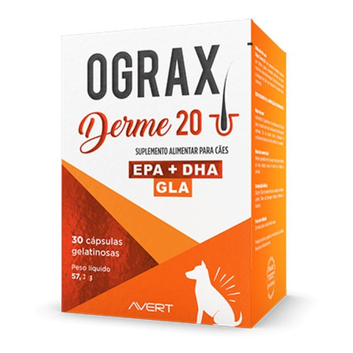 Ograx Derme 20 Suplemento Alimentar P/cães 30 Caps Avert