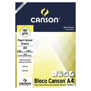 Bloco desenho branco A4 180g com 20 folhas Canson