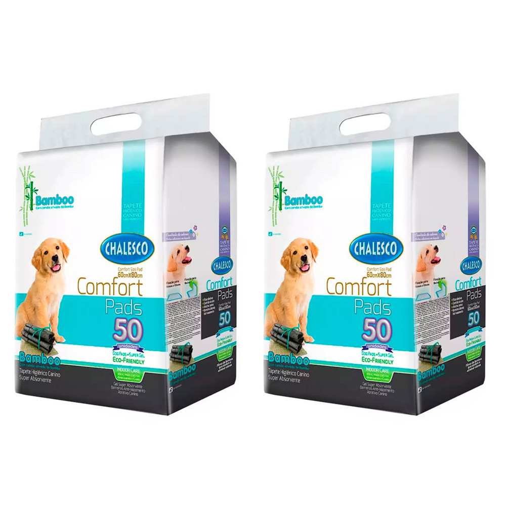 2 Tapetes Higiênico Comfort Bamboo Cães Chalesco C/50 Unidades em Oferta na Shopee