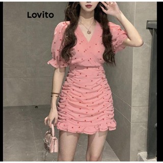 Lovito Vestido Casual Feminino Com Babados E Bolinhas LNA42097