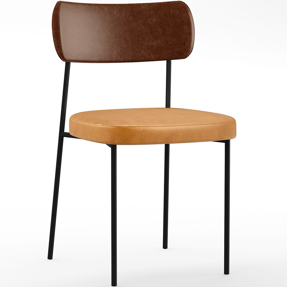 Cadeira Para Cozinha Sala De Jantar Melina L02 Couríssimo Marrom Couríssimo Whisky - Lyam Decor