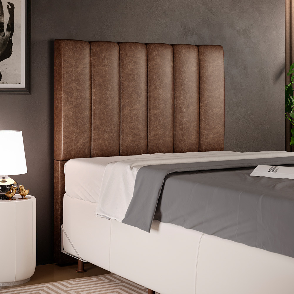 Cabeceira Cama Box Solteiro 100 cm Dália W01 Couríssimo Marrom - Lyam Decor em Oferta na Shopee