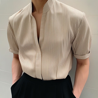 INCERUN Homens Coreanos De Listras Com Colarinho Camisas Casuais De Moda