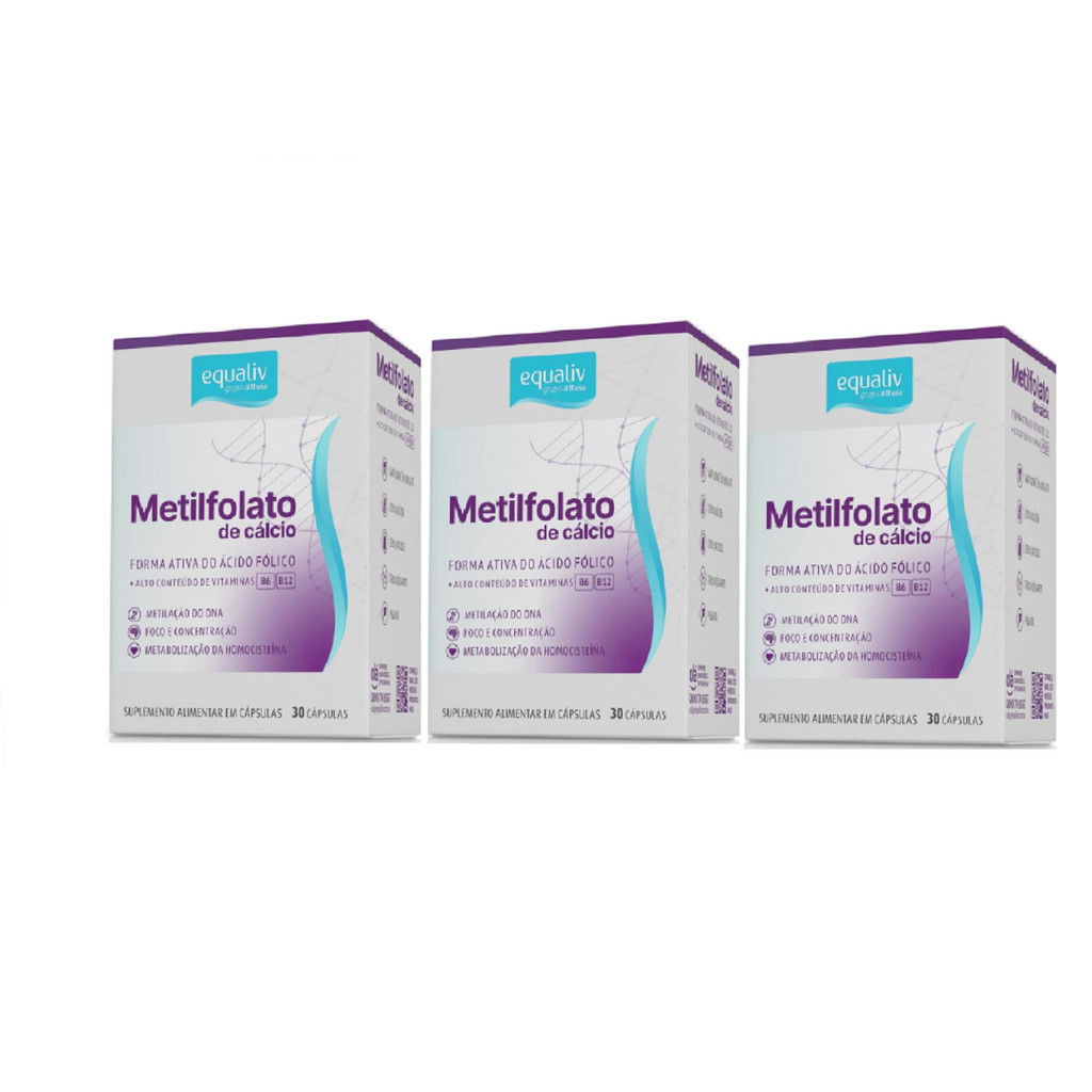 Kit 03 Suplemento  Metilfolato De Cálcio 30 Cp - Equaliv