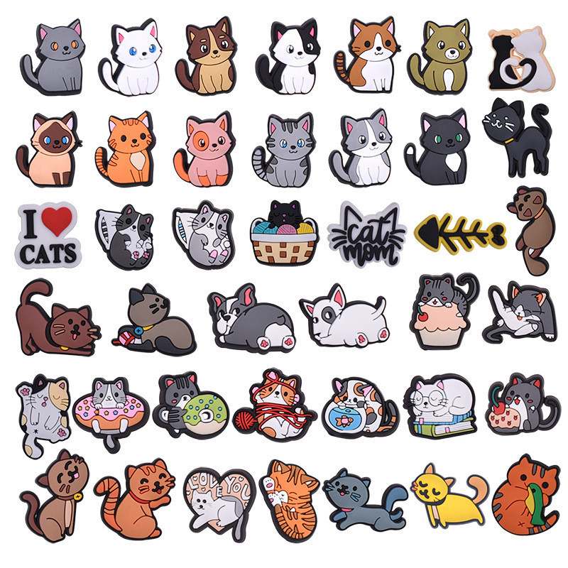 Acessórios para sandálias Cat Cartoon Animais Bonitos De Bricolage Encantam Alfinetes Para Shoes Charms