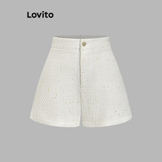 Lovito Shorts Elegantes com Botões e Textura para Mulheres L73AD042
