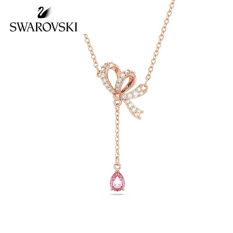 ❤Estoque pronto❤Swarovski Volta Y-shaped pingente arco colar luz luxo nicho meninas estilo clavícula cadeia Dia dos Namorados aniversário gift-& --