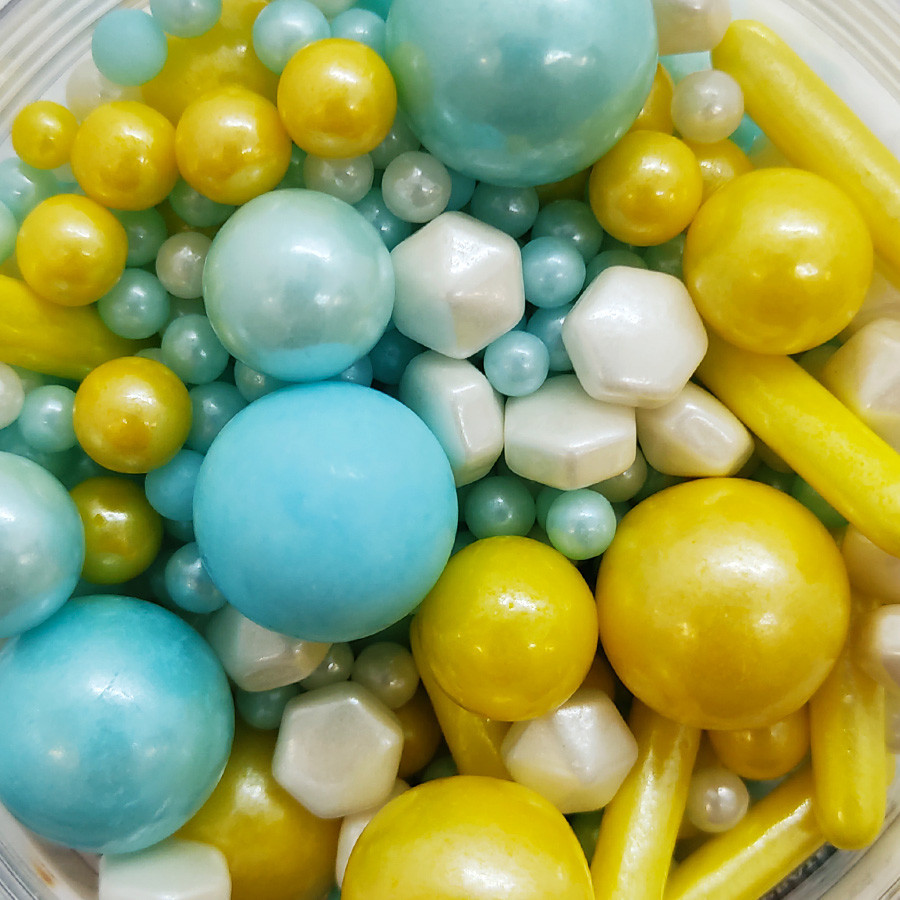 Confeito Decorativo - Fairy Sprinkles Pérolas - Amarelo/Azul/Branco - 1 unidade - Rizzo - Food & Beverages