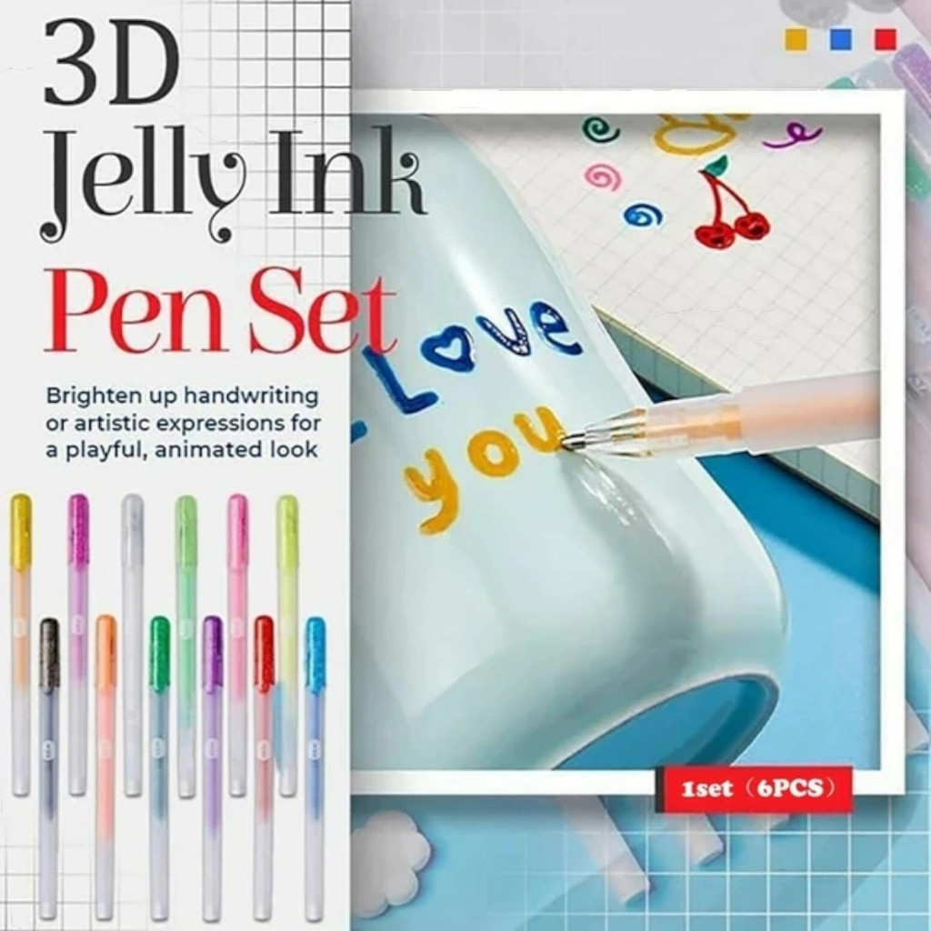 3d Caneta  brilhante jelly tinta caneta conjunto colorido diy fluorescente graffiti gel caneta presente para crianças escola escritório papelaria acessórios