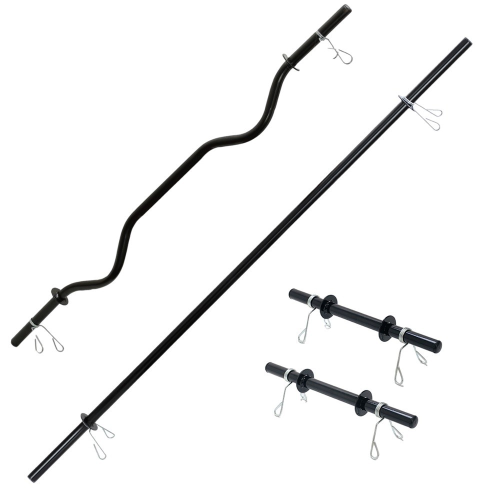 Kit 4 Barra W + Barra 1,5m +2 Halter Academia Musculação