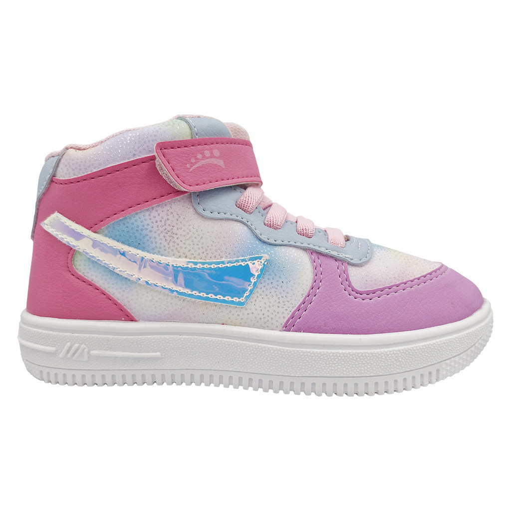 Tenis Infantil Feminino Botinha Cano Alto Escolar Calce Fácil Casual Colorido Confortável Cadarço Elástico Macio Blogueirinha Fashion Resistente Duravel Antiderrapante
