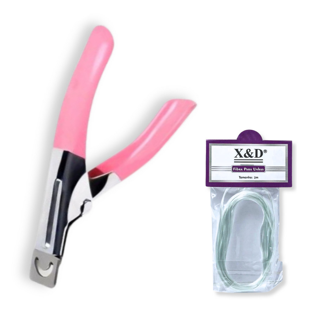 Kit Fibra De Vidro 2m + Alicate Cortador De Tips Para Extensão De Unhas Postiça Acrigel Nail Tips