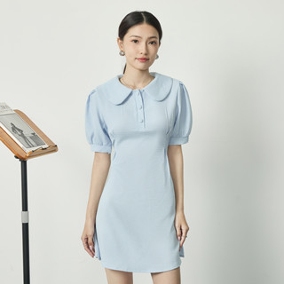 Lovito Vestido Casual De Malha Polo Waffle Plissado Liso Para Mulheres L77ED119