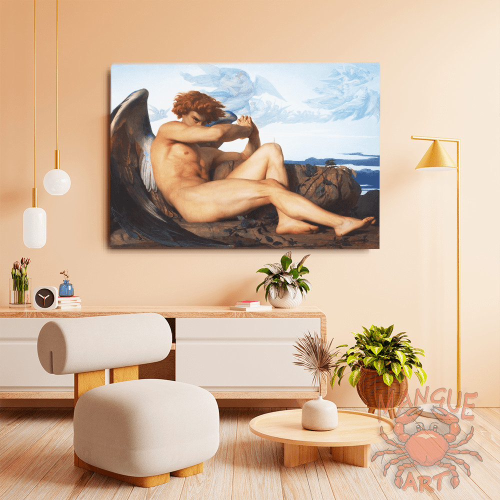 Quadro decorativo. O anjo caído Alexandre  Cabanel. arte classica renascentista em tela acetinada. pronto para pendurar.