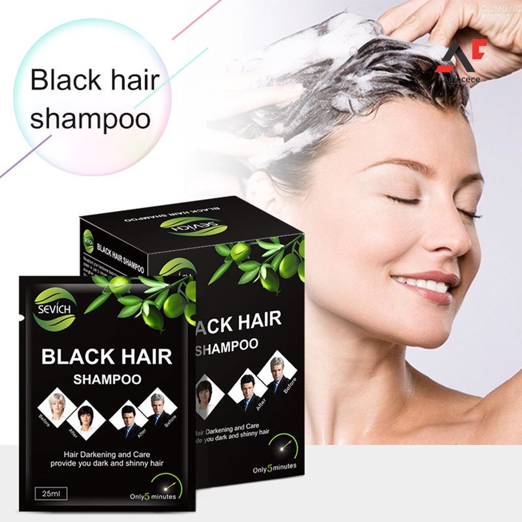 Ae 25 ml shampoo preto cabelo Mild tingimento rápido preto Unisex preto tintura de cabelo rápido tintura de cabelo salão em Oferta na Shopee