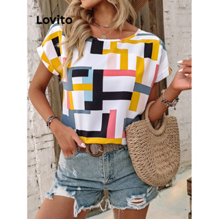 Lovito Blusa Geométrica Boho Para Mulheres LSE01061