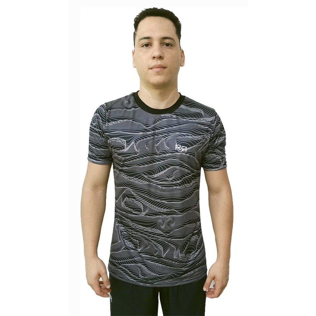 Camisa Esportiva Camiseta Masculina Básica Academia Treino Dry Fit Fitness Proteção UV Cinza