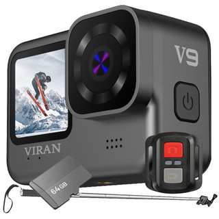 Kit Câmera de ação Wifi V9 + Memória 64gb + Bastão Filmadora Sport 4k 60fps Full Hd 20mp Moto Bike