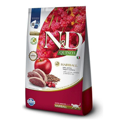Ração Para Gatos N&d Quinoa Adulto Hairball Pato 1,5kg