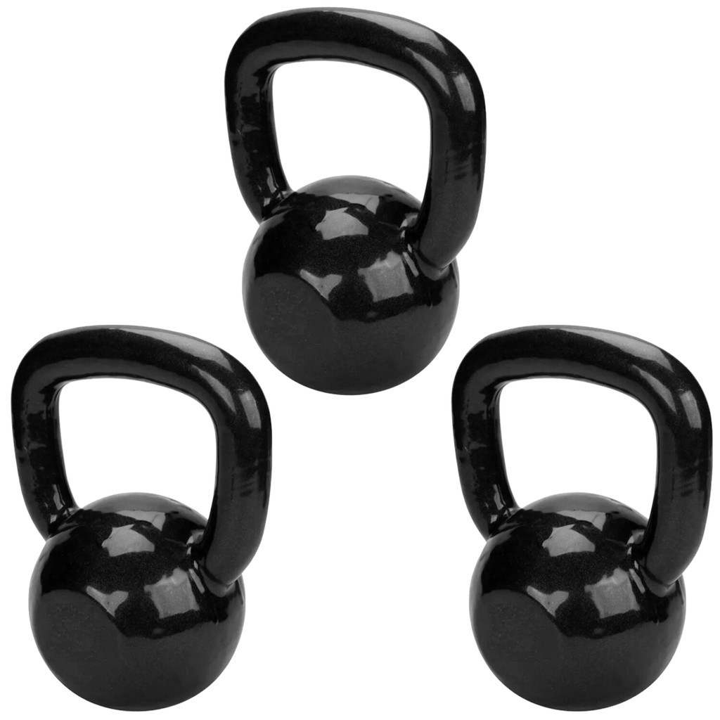 Kit Kettlebell 6, 8 e 12Kg - Treinamento Fitness Academia Musculação Kit Treino Perna Kettlebell Swing