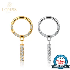 Lomiss Piercing Argola Conch Titânio Pvd Zircônia Frontal Com Pingente Barra Helix Septo Rook
