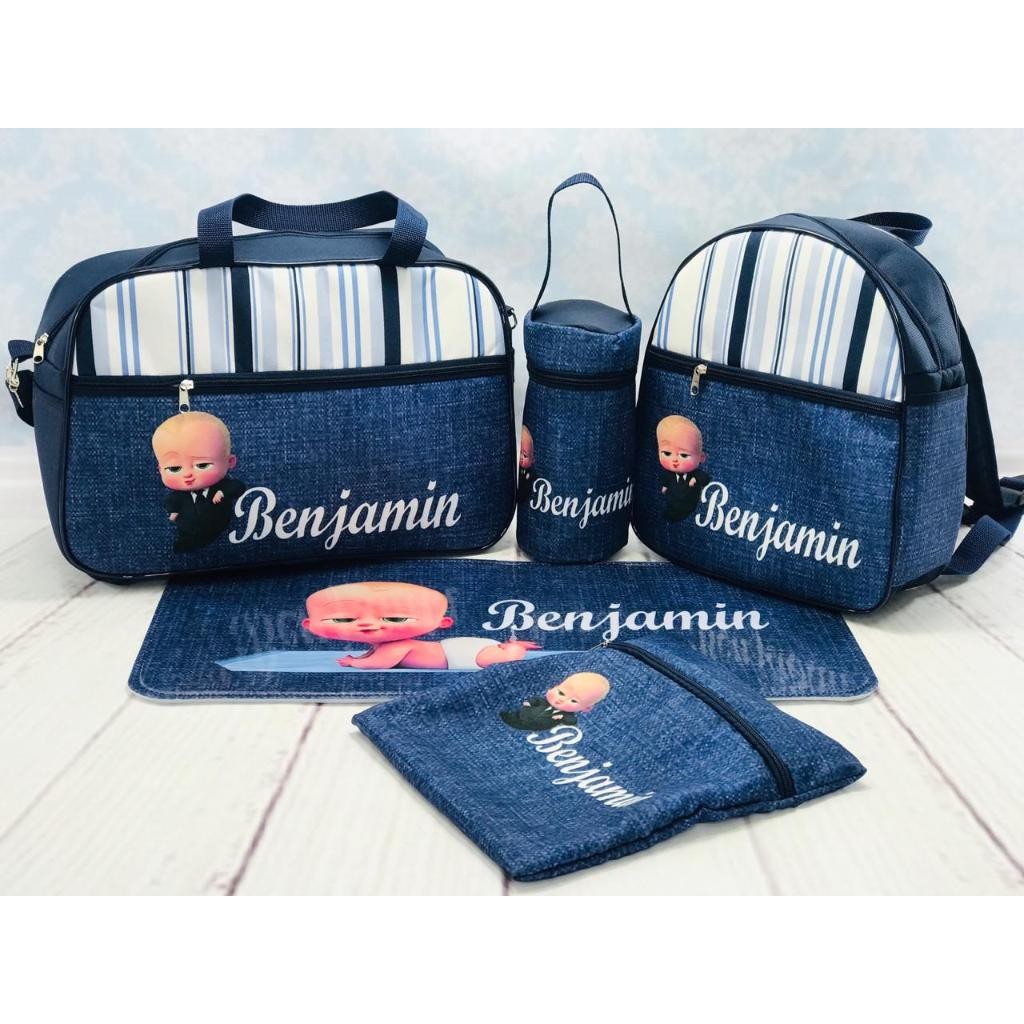 Kit Maternidade com mochila 5 Peças Poderoso Chefinho Personalizado com nome do Bebê