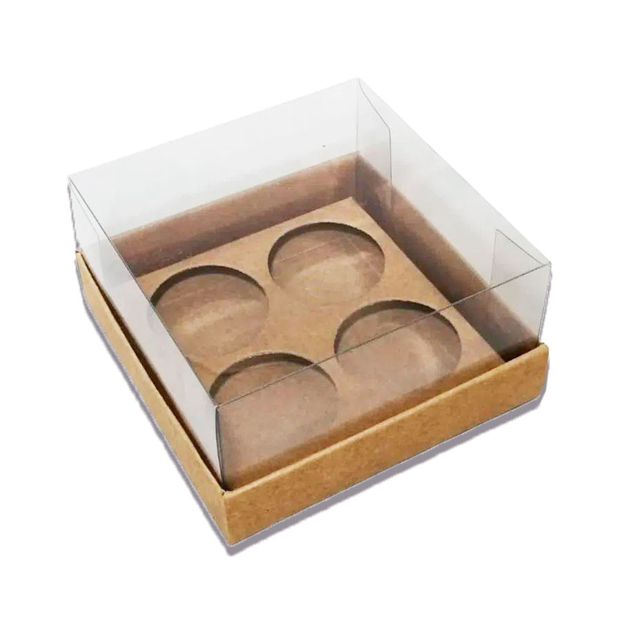 Kit 50 Caixas Base Brigadeiro - Kraft - 4 cavidades (9x9x4,5cm) Assk - Rizzo Embalagens - Home & Living