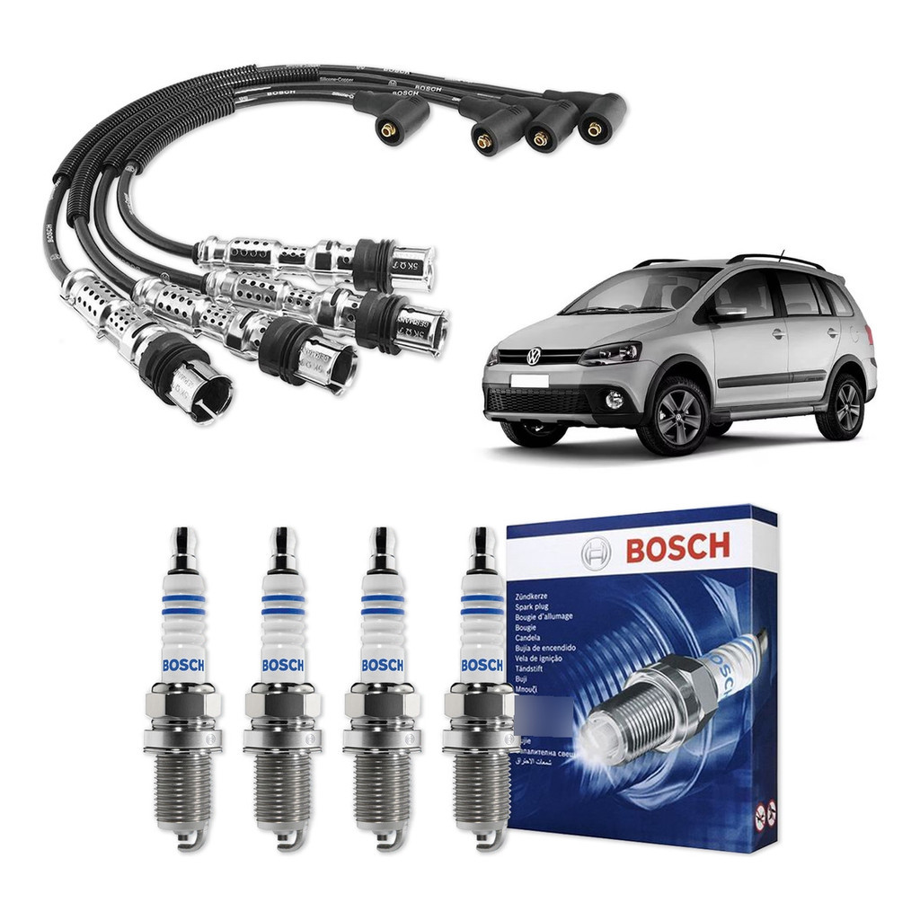 Kit Cabo E Vela de Ignição Original Bosch Volkswagen SpaceCross 1.6 8V Flex 2011 A 2014