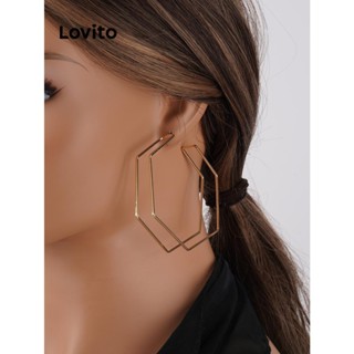 Lovito Brincos Geométricos Casuais Para Mulheres LCS07018