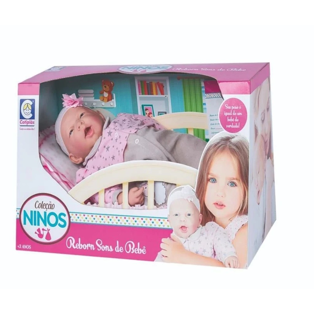 Brinquedo Infantil Boneca Ninos Reborn Com Boca Aberta Menina Cotiplás 2211 em Oferta na Shopee