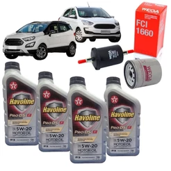 Kit Revisão 4 Litros de Óleo 5W20 + Filtros de Óleo e Combustível Ford Novo Ka 1.0 12V e 1.5 16V e Nova Ecosport 1.5 12V Dragon e Sigma