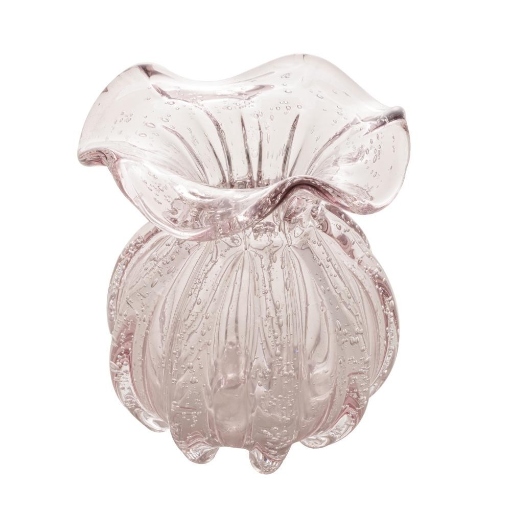 Vaso Wolff Italy de Vidro Rosa Claro 11,5cm x 13cm - Home & Living