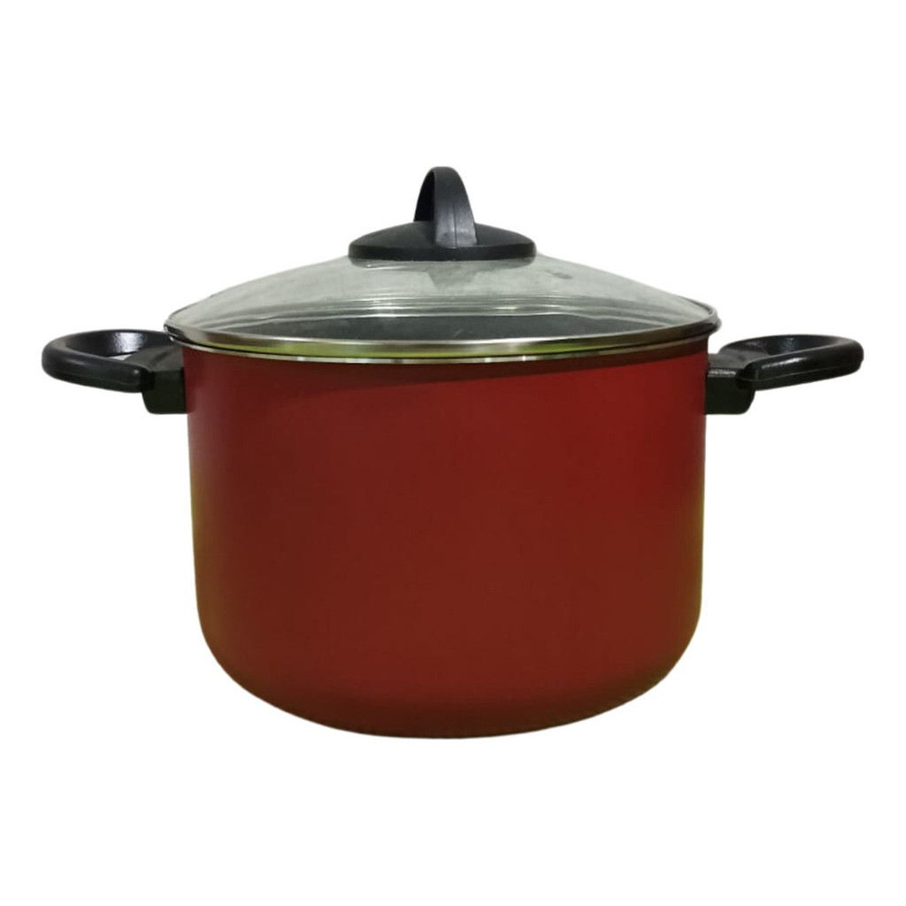 Panela Antiaderente Vermelho E Caldeirão De Arroz E Feijão